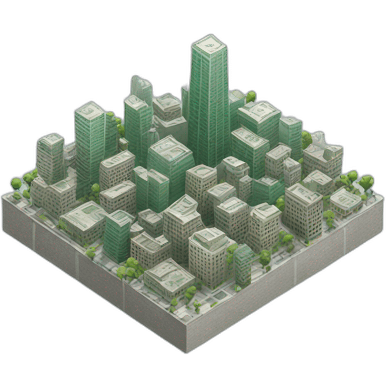 city with building made out of dollars emoji