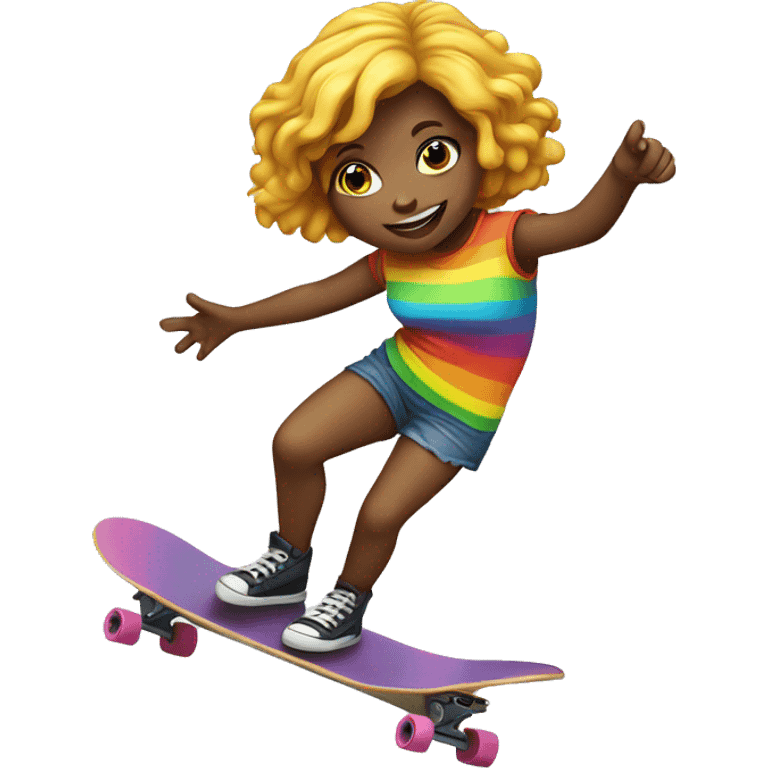 Rainbow girl on skateboard emoji