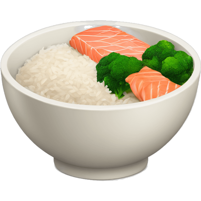 Bowl with rice, Salmon and broccoli  emoji