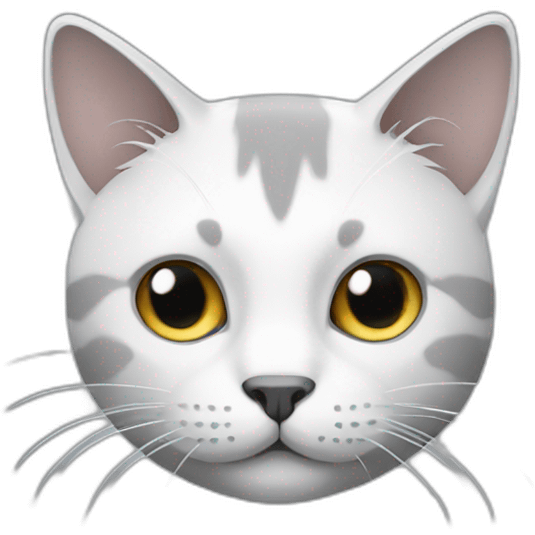 white and grey cat head ball-shaped emoji