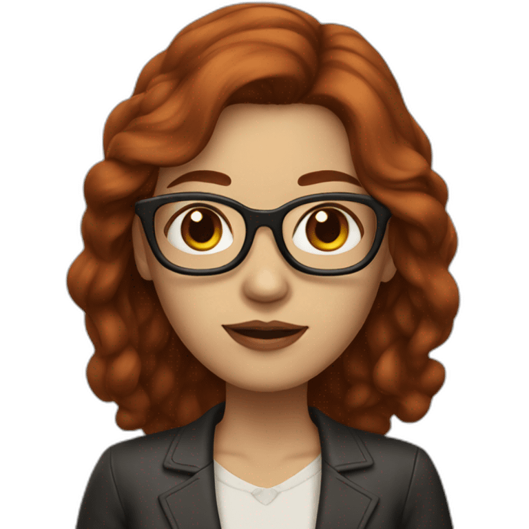 WOMAN WITH MIDDLE PART, LONG DARK RED HAIR, BROWN GLASSES, WHITE SKIN emoji