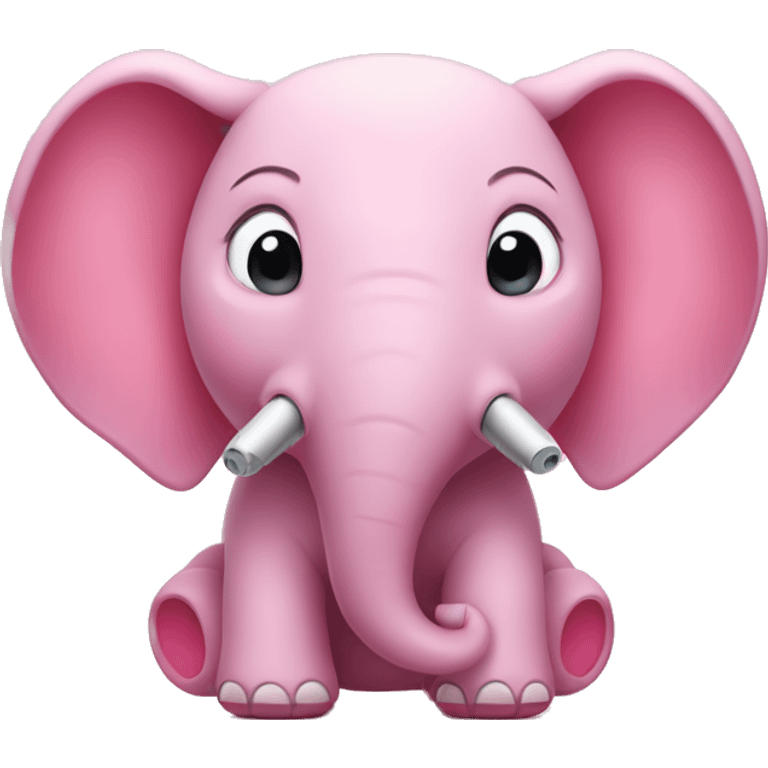 Cute pink elephant wearing airpods max emoji