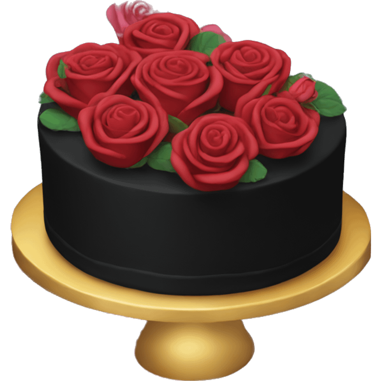 Black cake with roses emoji