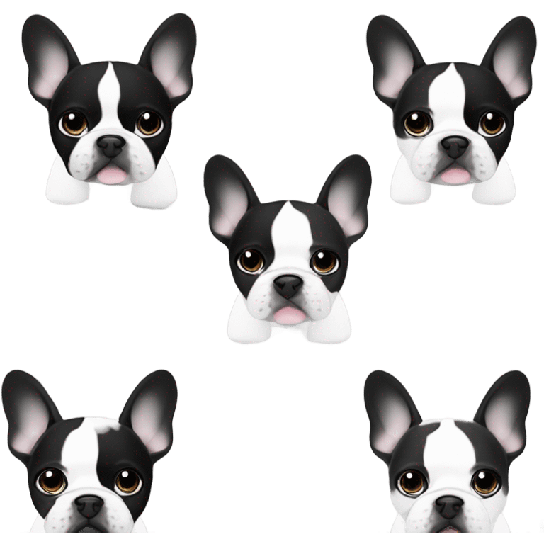 french bulldog black and withe  emoji