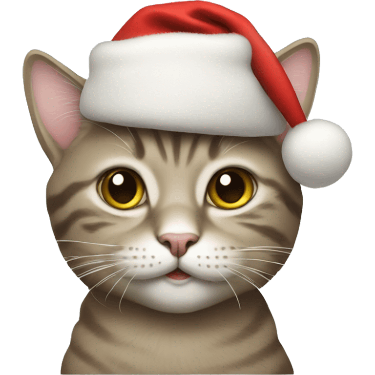 Cat with a christmas hat  emoji