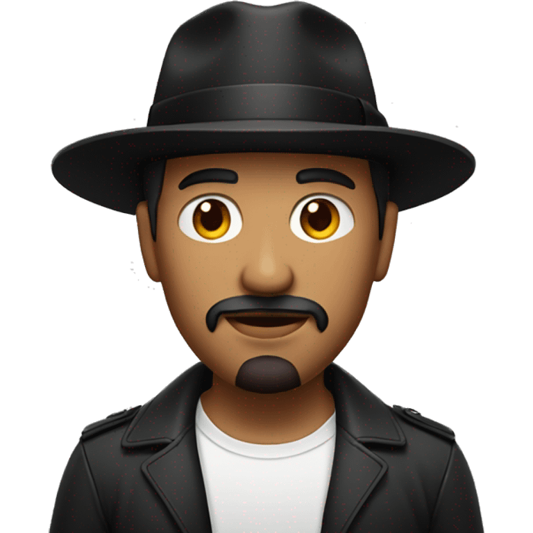 Red skinned man with black fedora and black goatee emoji