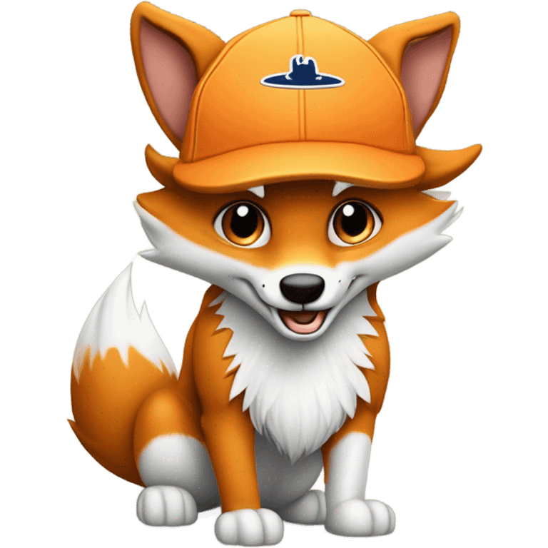 Jeune Furry renard / mignon / allongé sur le dos les quatre pattes en l’aire / musclé / casquette yankees  emoji