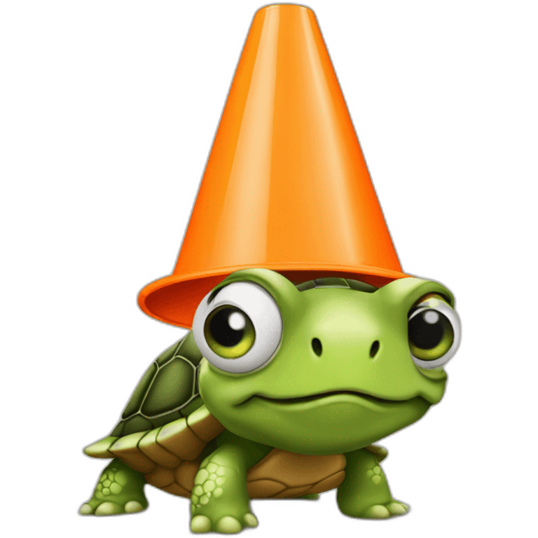 turtle wearing traffic cone on head emoji