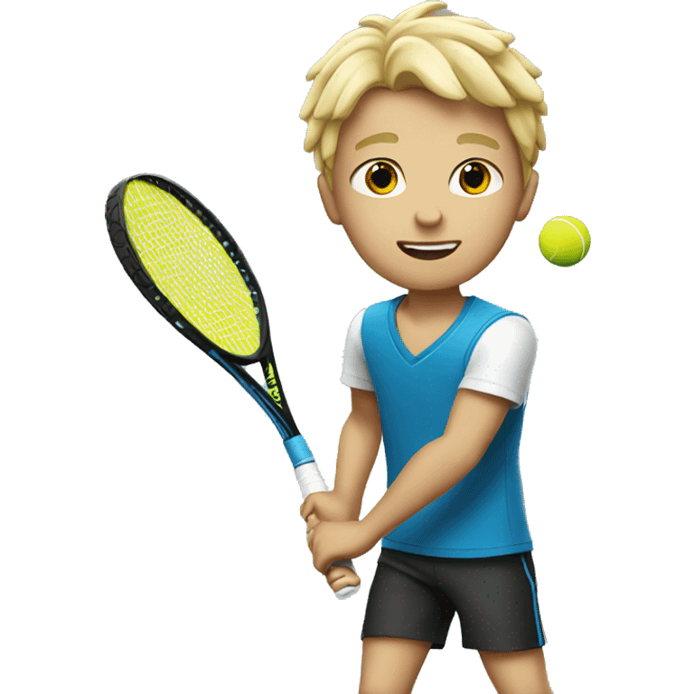 Blonde boy playing tennis emoji