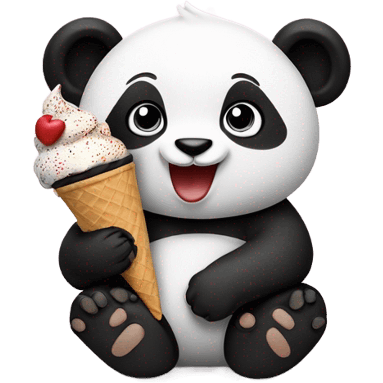 Panda eating ice cream emoji