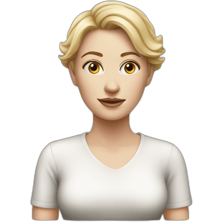 realistic white woman with a small top emoji