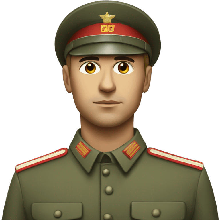 realistic ussr soldier serious with military takes emoji