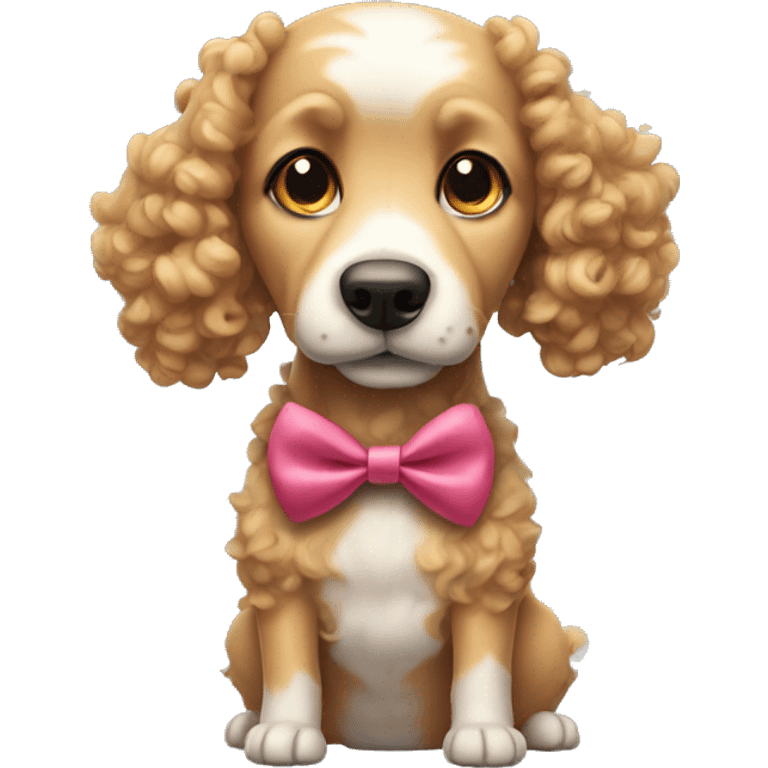 Curly dog with bow emoji