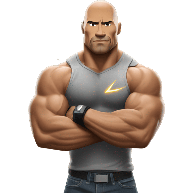 the rock double biceps with lightning bolts emoji