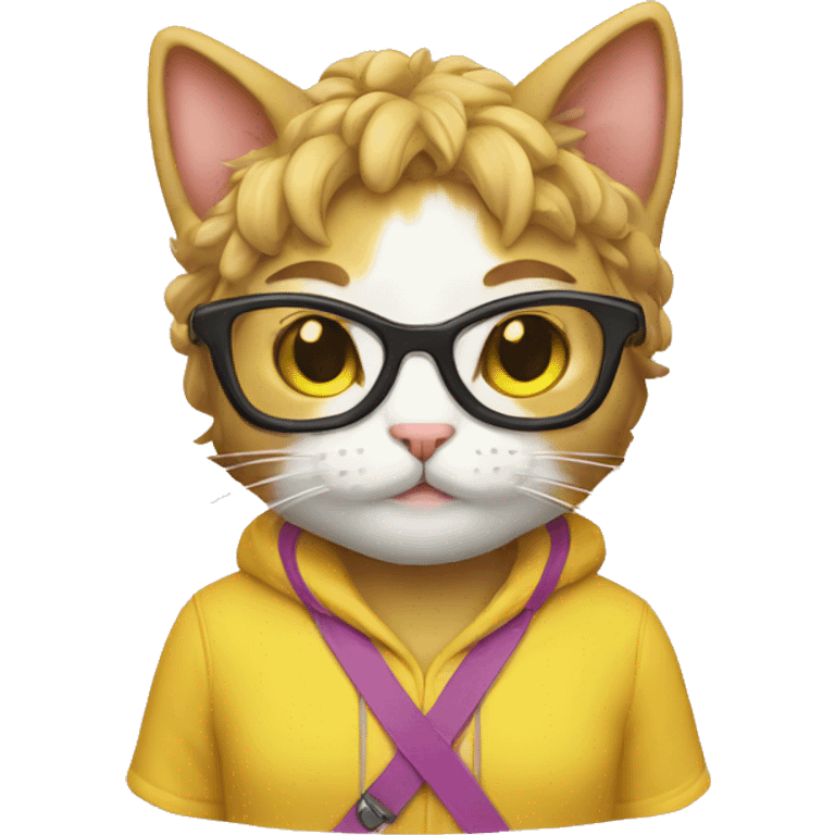 Cat nerd yellow emoji lesbian emoji