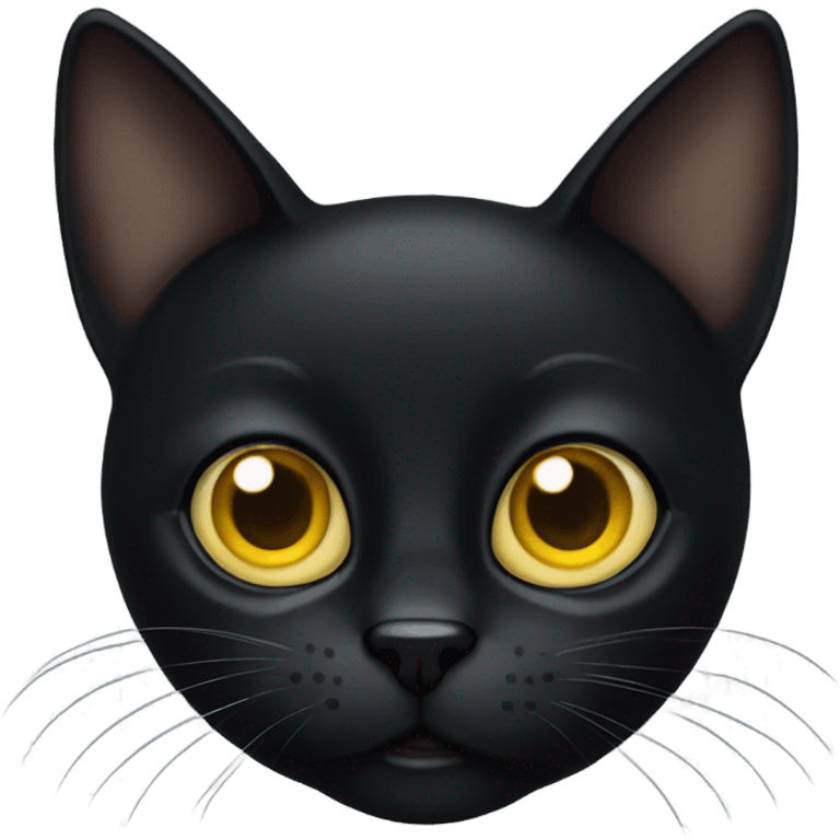 Black slim cat with big yellow eyes and big pupils emoji