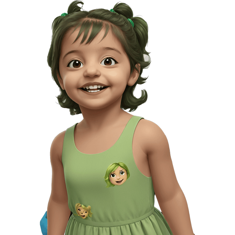 smiling girl in green dress emoji