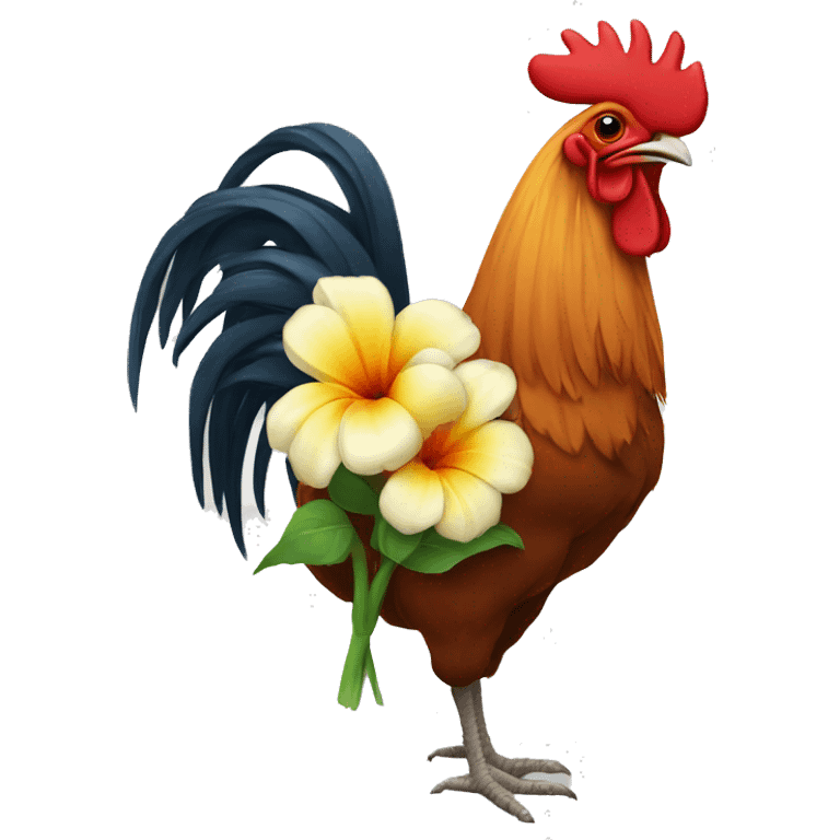 Rooster with a flower emoji