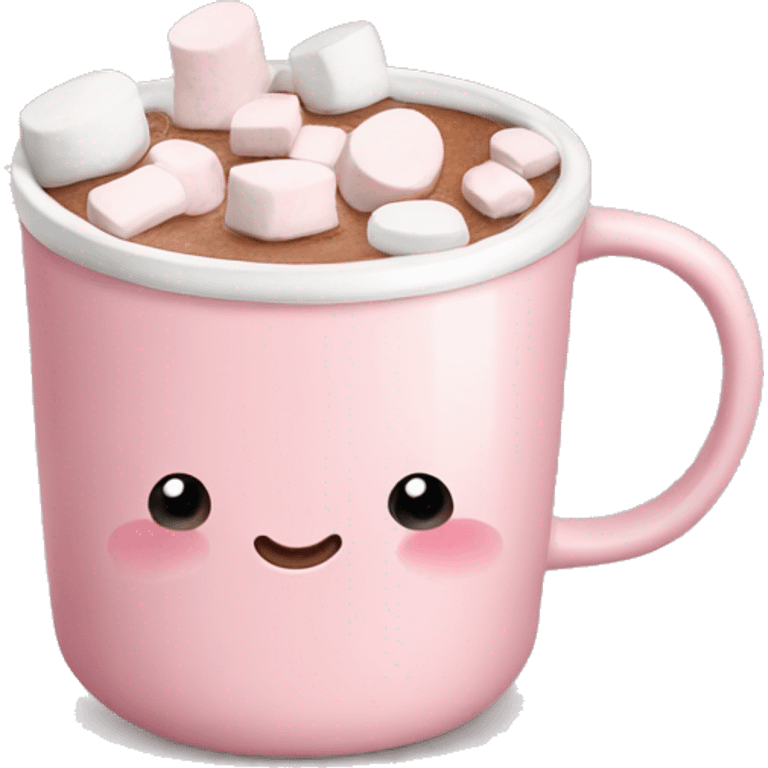 Light Pink mug of hot chocolate with marshmallows  emoji