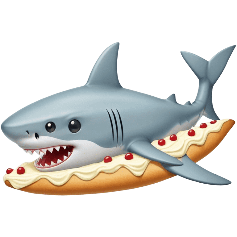 shark eats a slice of vanilla Cake roll  emoji