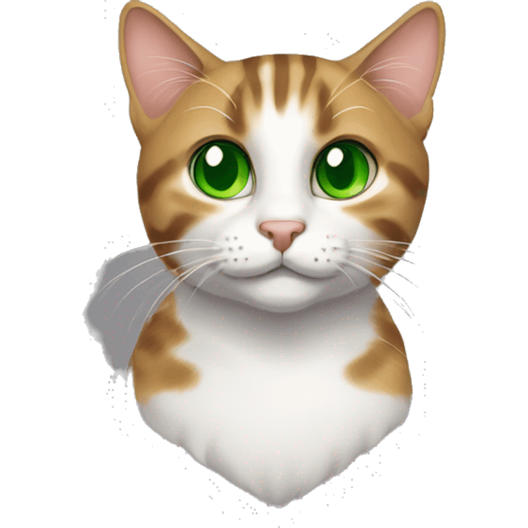 Tabby cat with green eyes and some white on face emoji