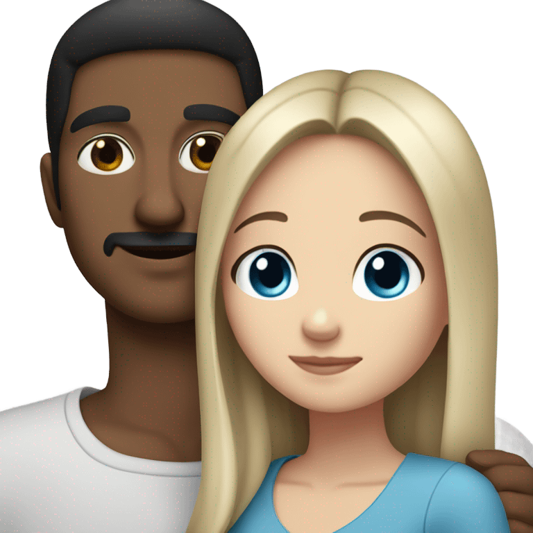 Mexican man with brown eyes hugging white girl with black hair and blue eyes emoji