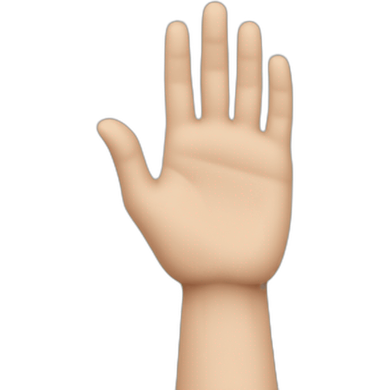 white person hand waving goodbye in an angle the arm sleeve is also visible emoji