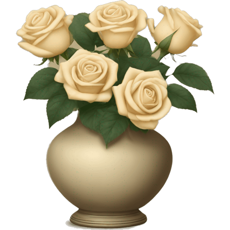 Beige roses in a vintage vase emoji