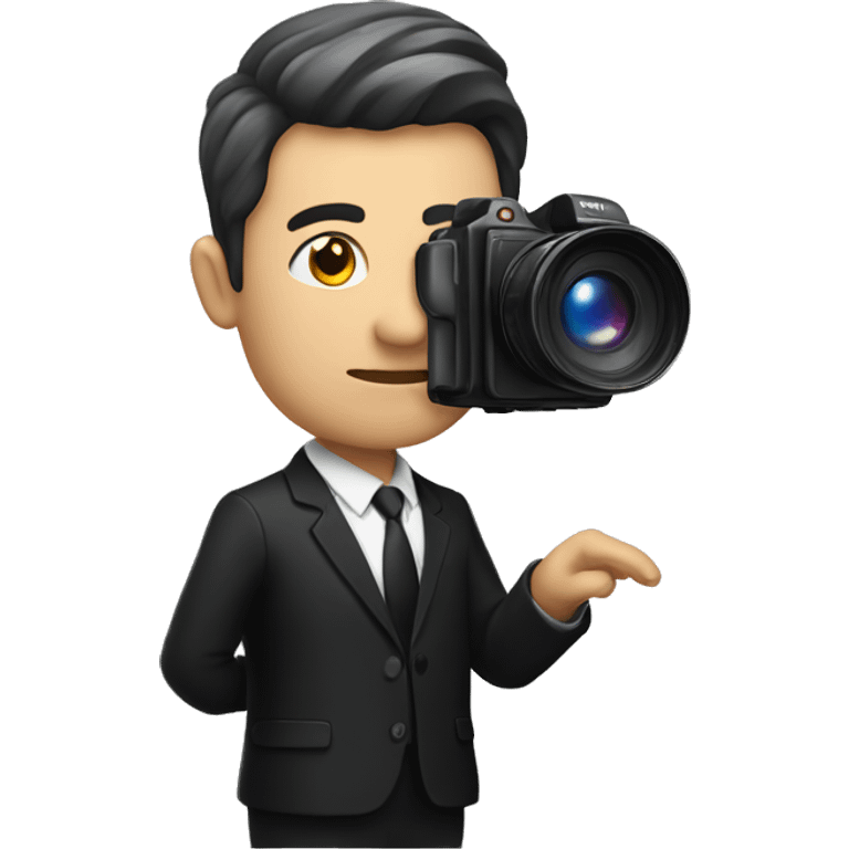 Man in black suit With A Camera Headed emoji