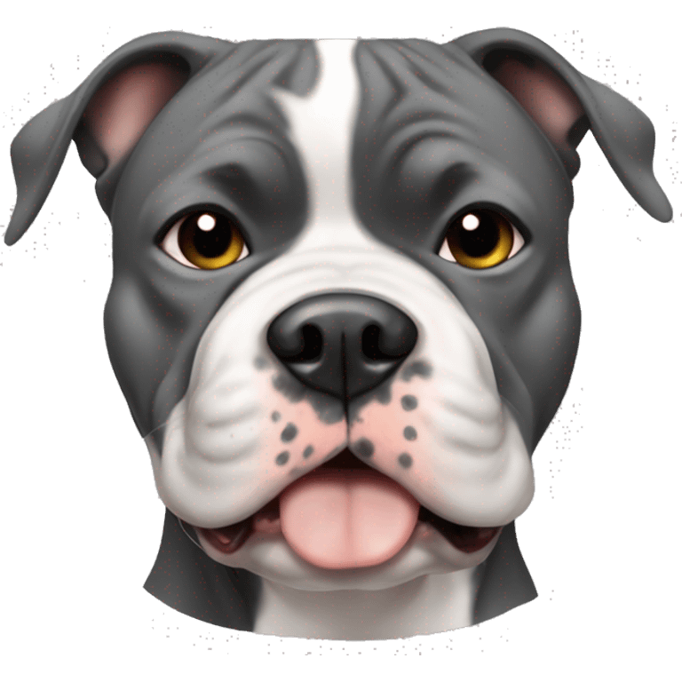 American bully dog boy brindle white and grey and black big head emoji