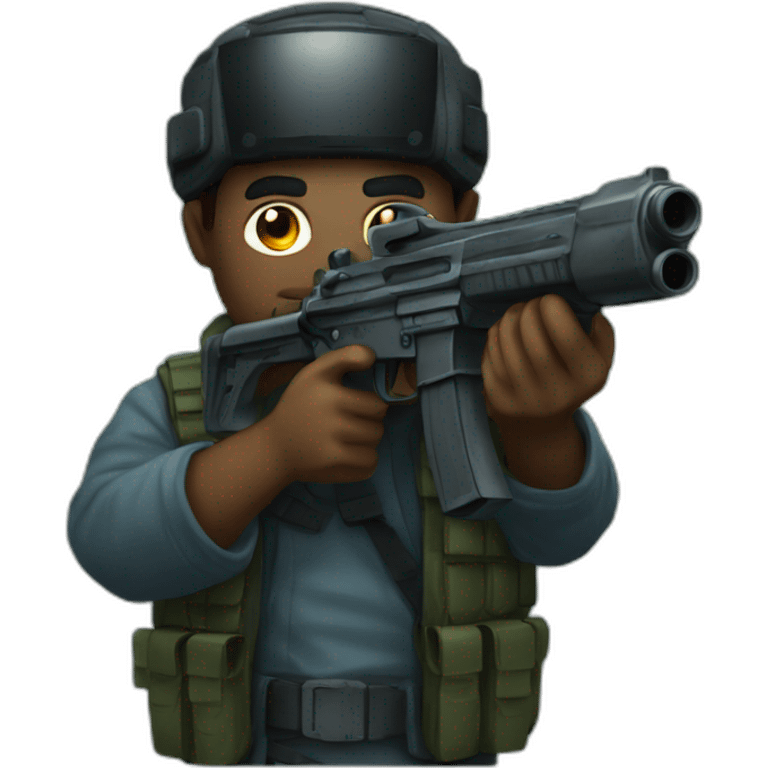 short dude with big gun and night vision emoji