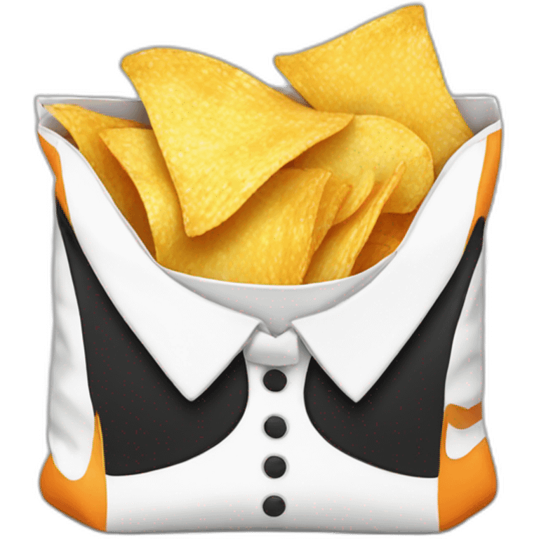 Orange and white tuxedo eating a bag of chips emoji