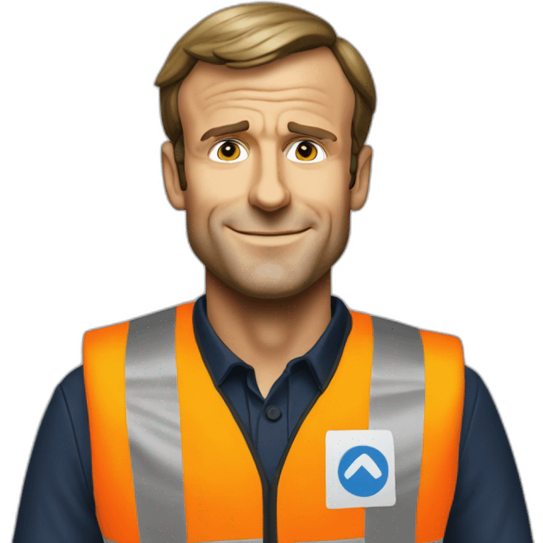 Emmanuel Macron wearing safety vest emoji