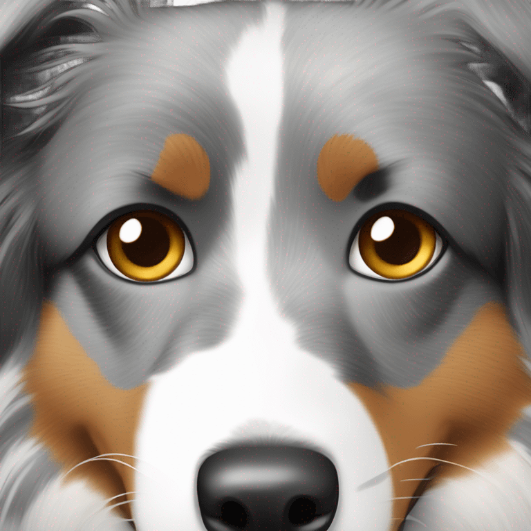 Australian shepherd black spot over right eye and white on left side emoji