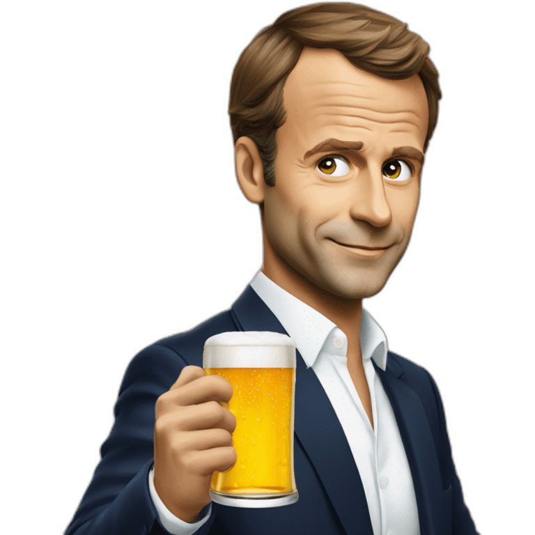 Emanuel Macron qui bois une bière 🍺 emoji