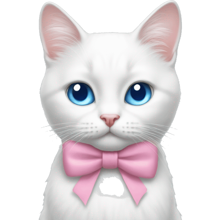 White cat pink bow blue eyes  emoji