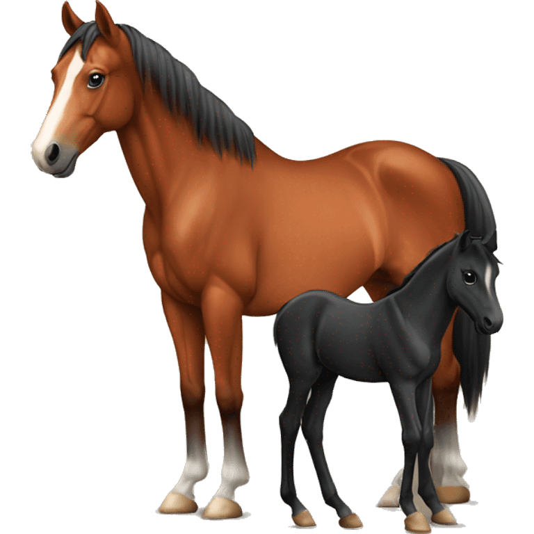 chestnut horse with blaze with black foal emoji