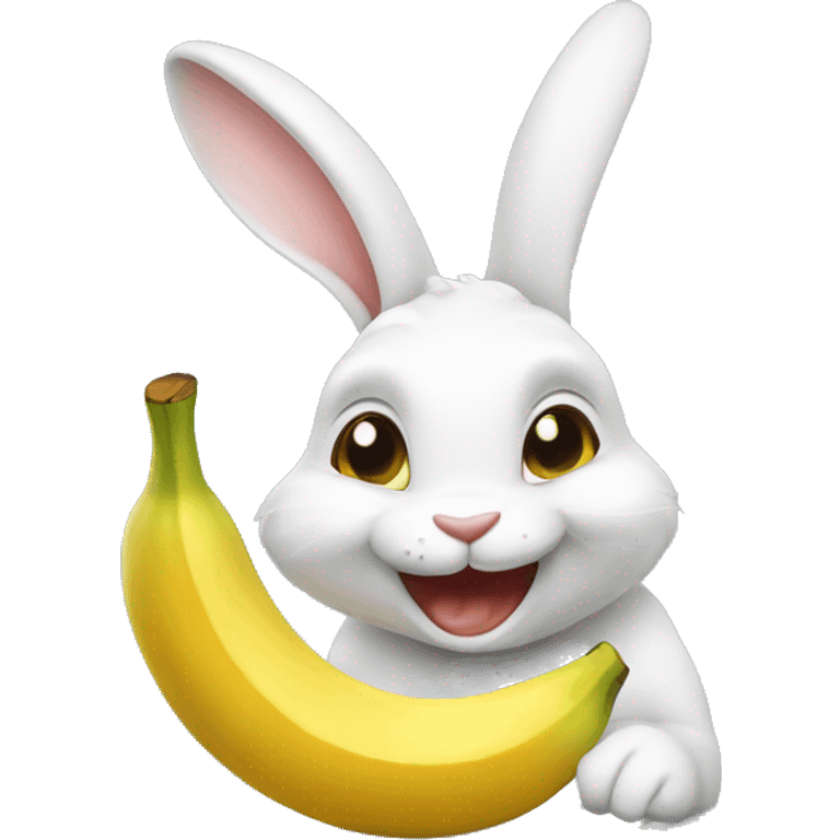 dutch bunny smiling eating some banana emoji