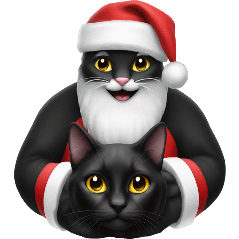 Black cat with santa head emoji