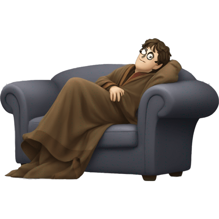 full body Harry Potter in robe laying down tired  emoji