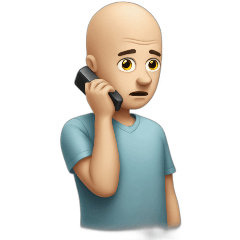 sad bald guy with a phone emoji