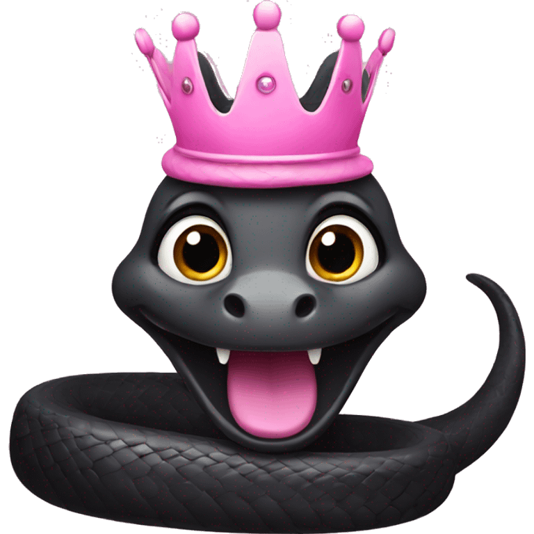 Happy Black snake with pink crown emoji