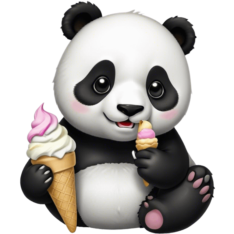 Panda eating ice cream emoji