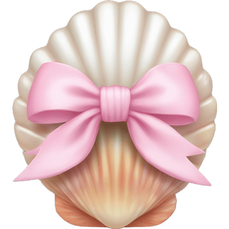 Pearl shell and light pink bow emoji