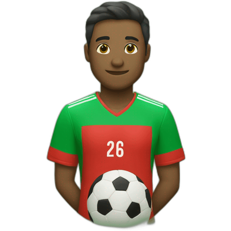 camiseta futbol fondo verde y rayas rojas emoji