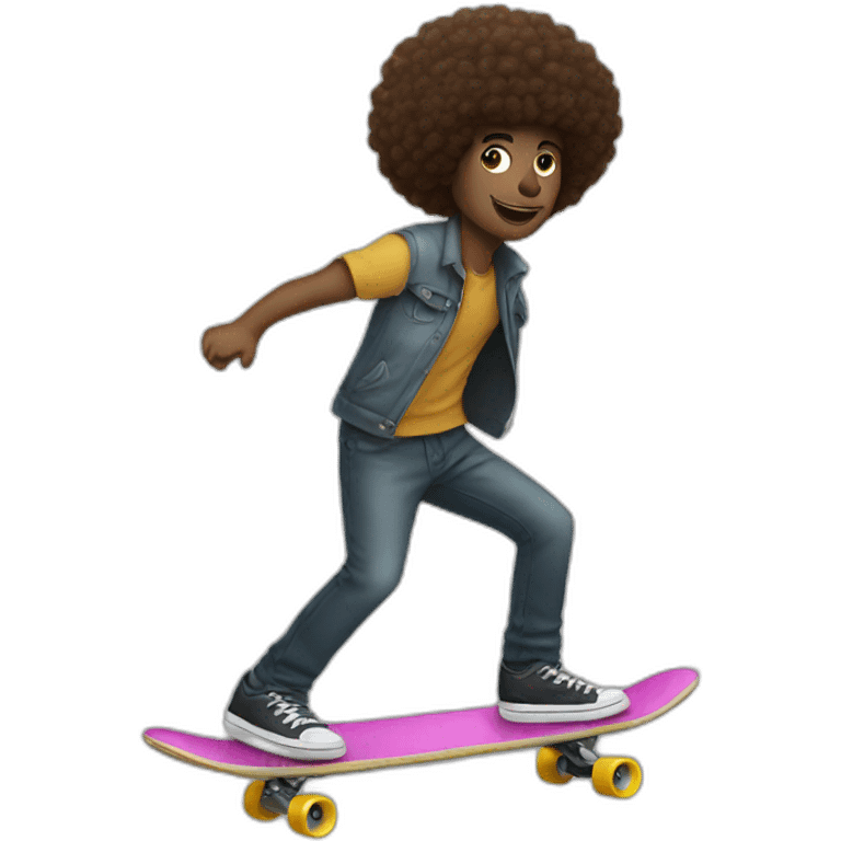 guy with afro on a skateboard emoji