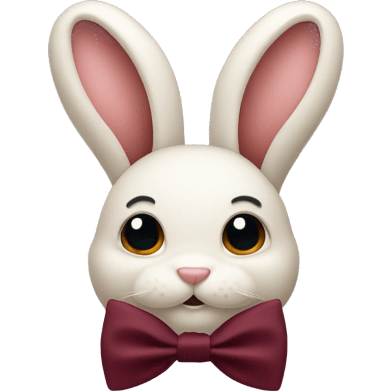 Crème bunny. Burgundy bow tie emoji