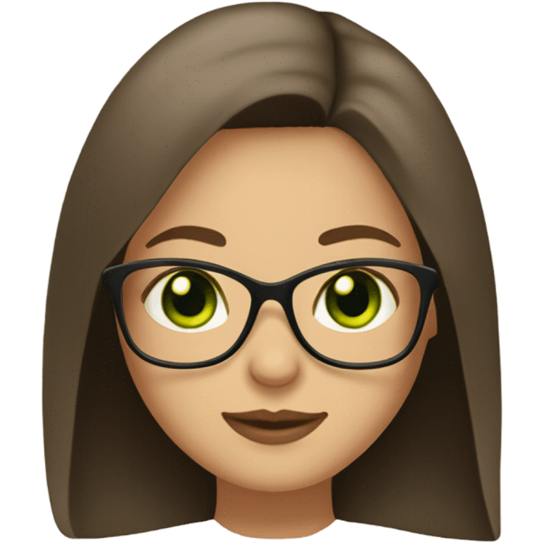 Girl with green eyes and and Longbob Brown Hair  and she wears glasses emoji