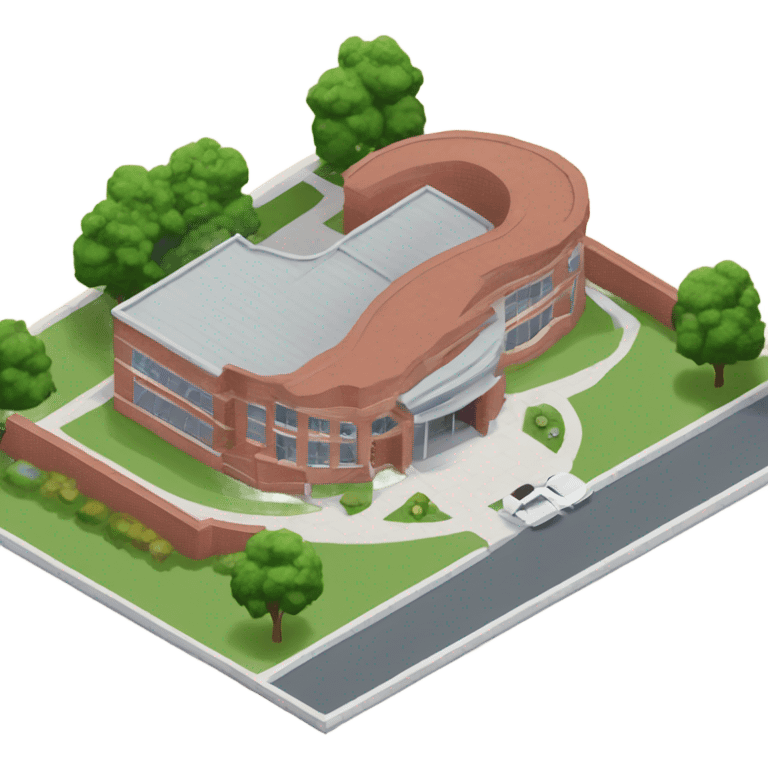 isometric curved redbrick single story community centre emoji