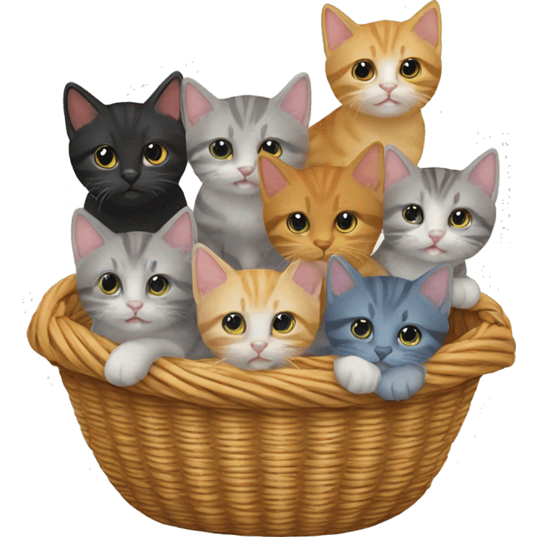 basket of different colored kittens  emoji